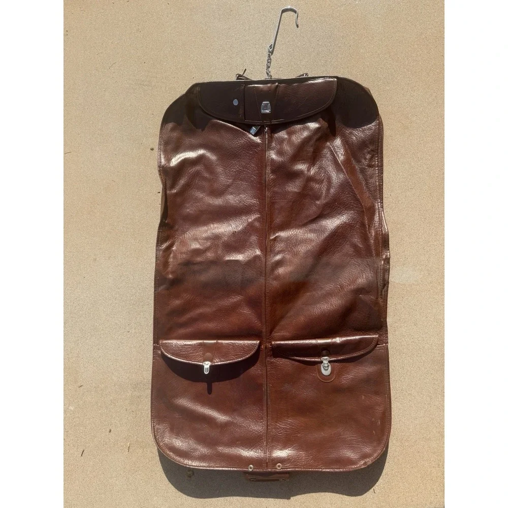 American Tourister leather clothing hanging garmet bag, full zip, pockets, 40x24